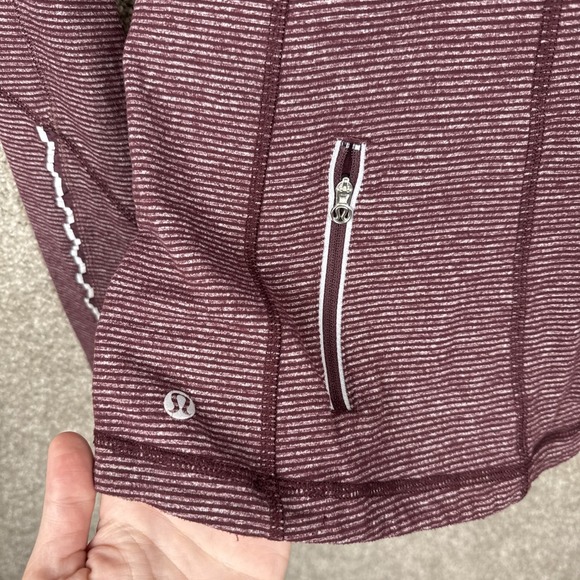 Lululemon Run Swiftly Tech Long Sleeve Maroon Stripe Running Top Womens Size 4 - Picture 7 of 8